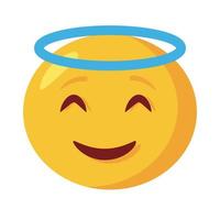 ícone de estilo plano clássico de rosto de emoji de anjo vetor