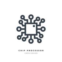 ícone do processador de chip isolado no fundo branco vetor