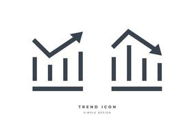 ícone de gráfico de tendência de mercado de negócios isolado no fundo branco vetor