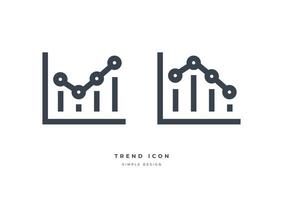 ícone de gráfico de tendência de mercado de negócios isolado no fundo branco vetor