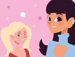 avatar de personagem de retrato de mulher jovem em estilo cartoon vetor