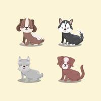 animal de estimação conjunto de ícones diferentes cães cachorros sentados animais vetor