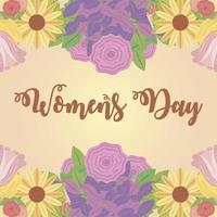 dia das mulheres 8 de março flores florais decoração desenho animado design vetor