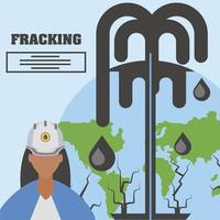 fracking feminino trabalhador e mundo da produção de extração da indústria de petróleo vetor
