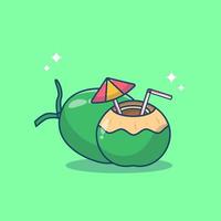 coco bebida ilustração vetorial bebida tropical verão bebida e frutas vetor