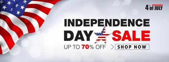 modelo de banner de promoção de venda dos EUA no dia da independência vetor