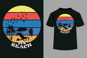 mar de praia tipografia camiseta Projeto vetor