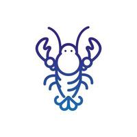 lagosta vida marinha linha grossa azul vetor