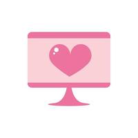 feliz dia dos namorados computador coração amor tela design rosa vetor