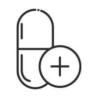 ícone de linha pandêmica covid 19 médico cápsula de medicina de saúde on-line vetor