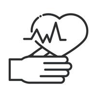 ícone de linha pandêmica covid 19 on-line para cuidados com a saúde e batimentos cardíacos vetor
