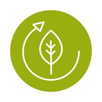 ícone de estilo de linha de bloco de energia sustentável alternativa ciclo ecologia de folha vetor