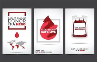coleção minimalista de cartões de doação de sangue