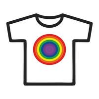 camiseta projeto, vetor ilustração eps10 gráfico plano estilo. avião branco camiseta com uma arco Iris cor círculo desenhado em a frente