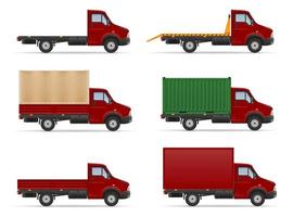 Ilustração em vetor estoque pequeno caminhão van para transporte de mercadorias de carga isolada no fundo branco
