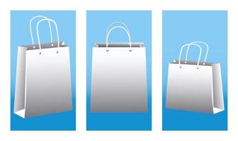ícones de maquete de papel de sacolas de compras brancas vetor