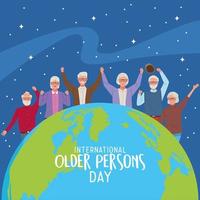 letras internacionais do dia para pessoas idosas com pessoas idosas no planeta Terra vetor