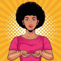 jovem mulher afro estilo pop art vetor