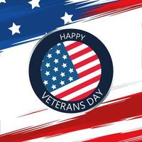 feliz dia dos veteranos letras em botão com o fundo da bandeira dos EUA vetor