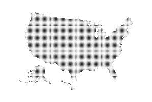 mapa de estilo pontilhado dos EUA e fundo branco vetor