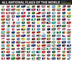 todas as bandeiras nacionais oficiais do vetor de design adesivo mundial