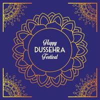 poster feliz festival dussehra com letras na mandala vetor