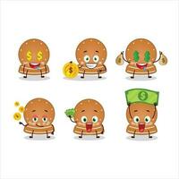 bola de neve biscoitos desenho animado personagem com fofa emoticon trazer dinheiro vetor