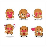 bola de neve biscoitos desenho animado personagem com amor fofa emoticon vetor