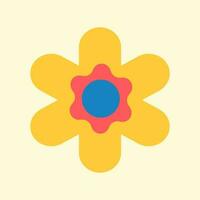 quadrado retro flor poster. fofa vetor floral padrão, vintage estilo retro poster, amarelo minimalista padronizar.