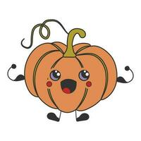fofa feliz engraçado abóbora com kawaii olhos. desenho animado alegre outono mascote vetor