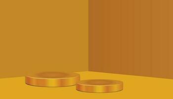 luxuoso dourado cilindro pedestal - em branco etapa para produtos exibição vetor