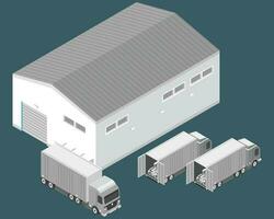 carga logística caminhão. isométrico expressar Entrega conceito vetor ilustração