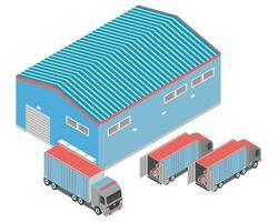 armazém construção com Entrega caminhão vetor ilustração