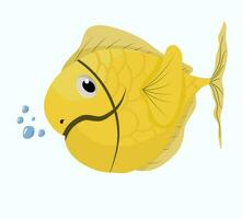 amarelo peixe desenho animado plano Projeto fofa expressão animais vetor