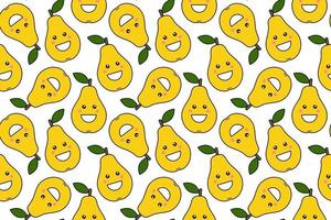 impressões de frutas kawaii felizes para crianças fofa padrão sem emenda com peras smiley em estilo cartoon vetor