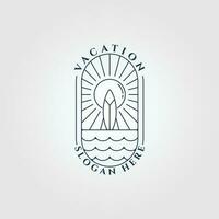 oceano surfar logotipo linha arte vetor ilustração projeto, de praia logotipo Projeto