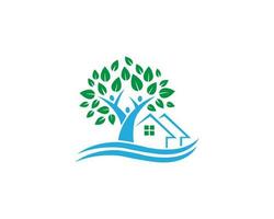 oceano casa e humano árvore logotipo ícone Projeto vetor. vetor
