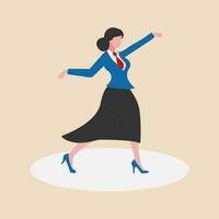 uma o negócio mulher dançando para dela sucesso. uma bem sucedido o negócio mulher expressando dela alegria de dançando.vetor ilustração. vetor