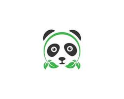 naturel folhas panda logotipo com folha símbolo panda logotipo Projeto vetor conceito.