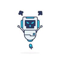 pose de personagem azul robô zangado simples vetor