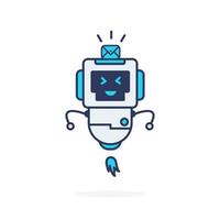 muito feliz robô personagem fofo ilustração simples com mensagem vetor