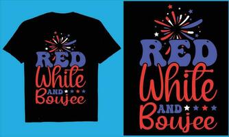 vermelho branco e boujee 4º Julho camiseta, vetor, bandeira, nós, tipografia vetor