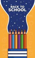 volta às aulas letras com lápis de cor vetor