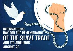 internacional dia do a lembrança do a escravo comércio e Está abolição vetor ilustração em 23 agosto com algema e pomba pássaro dentro modelos
