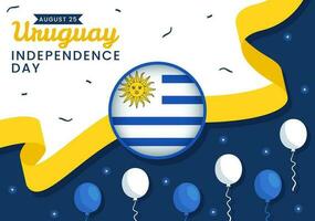 feliz Uruguai independência dia vetor ilustração em 25 agosto com acenando bandeira dentro nacional feriado plano desenho animado mão desenhado modelos