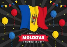 Moldova independência dia vetor ilustração em agosto 27 com acenando bandeira dentro nacional feriado plano desenho animado mão desenhado fundo modelos