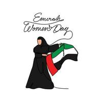 1 contínuo linha desenhando do emirati mulheres dia celebração agosto 28. eua nacional dia Projeto dentro simples linear estilo. eua mulheres dia Projeto conceito vetor ilustração