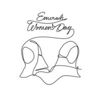 1 contínuo linha desenhando do emirati mulheres dia celebração agosto 28. eua nacional dia Projeto dentro simples linear estilo. eua mulheres dia Projeto conceito vetor ilustração