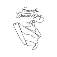 1 contínuo linha desenhando do emirati mulheres dia celebração agosto 28. eua nacional dia Projeto dentro simples linear estilo. eua mulheres dia Projeto conceito vetor ilustração