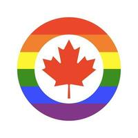 Canadá lgbt arco Iris bandeira. orgulho círculo símbolo. lésbica, gay placa isolado em uma branco fundo. vetor